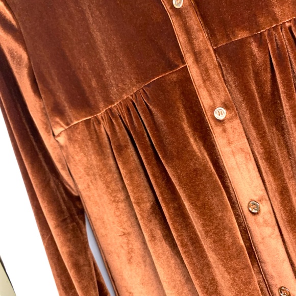 La Miel Velvet buttery soft, boho western dark academia dress in-chocolate/rust - Picture 4 of 10